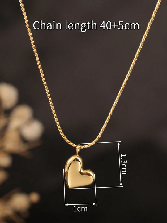 18K Gold-Tone Curved Heart Pendant Necklace for Women