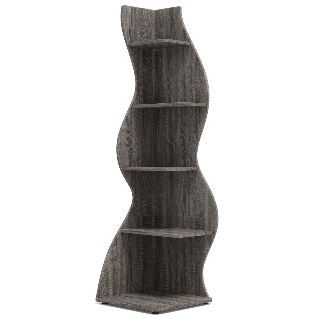 Modern 5-Tier Corner Bookshelf &amp; Display Shelf