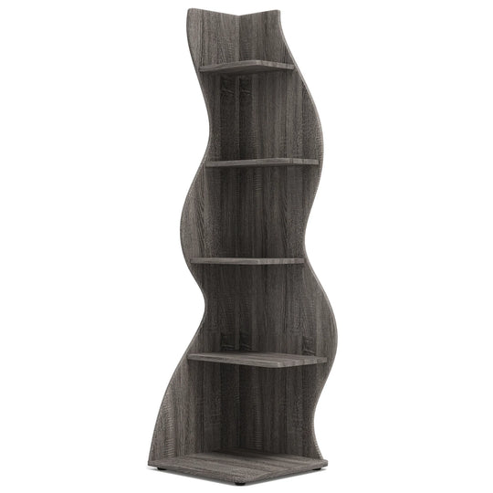 Modern 5-Tier Corner Bookshelf &amp; Display Shelf