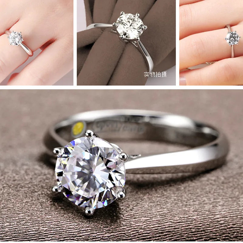 S925 Sterling Silver Color Cubic Zirconia Solitaire Ring