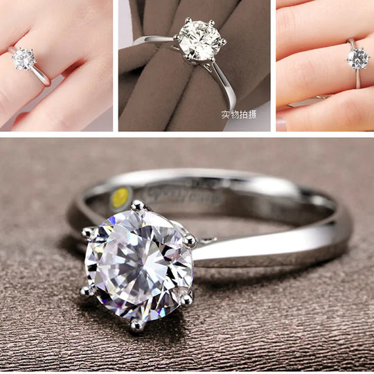 S925 Sterling Silver Color Cubic Zirconia Solitaire Ring