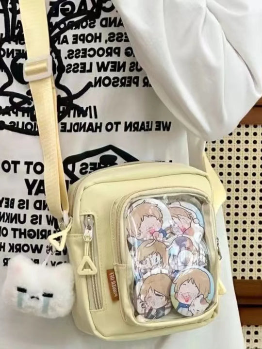 Mini Nylon Crossbody Bag with Transparent Display Pocket