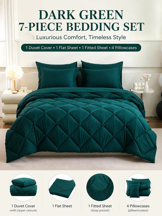 5-7-Piece Quilted Polyester Bedding Set with Sheets