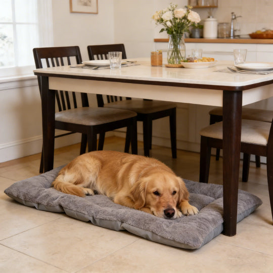 Extra Large Plush Dog Bed Mat for Dogs – Soft Quilted Gray