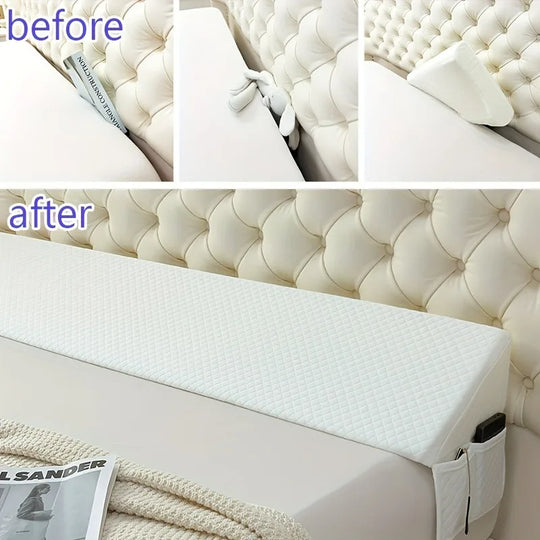 Memory Foam Bed Wedge Pillow Gap Filler with Side Pocket