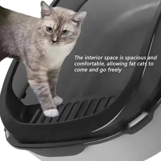 Semi-Enclosed Cat Litter Box with High Sides