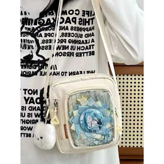 Mini Nylon Crossbody Bag with Transparent Display Pocket