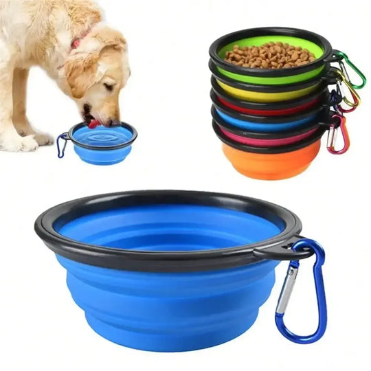 Collapsible Silicone Pet Travel Bowl with Carabiner
