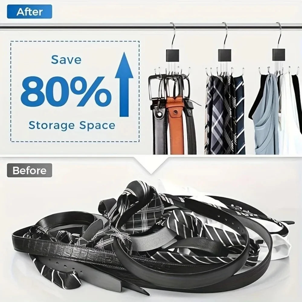 360° Rotating Foldable Multi-Hook Belt Hanger