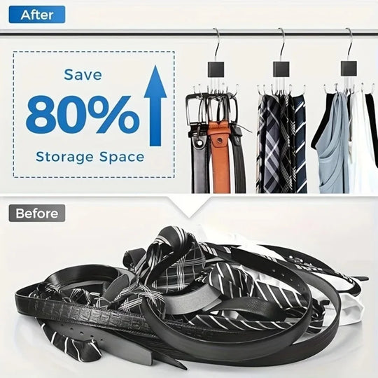 360° Rotating Foldable Multi-Hook Belt Hanger