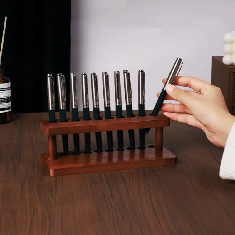 Walnut Wood Desk Organizer Pen Holder &amp; Phone Stand