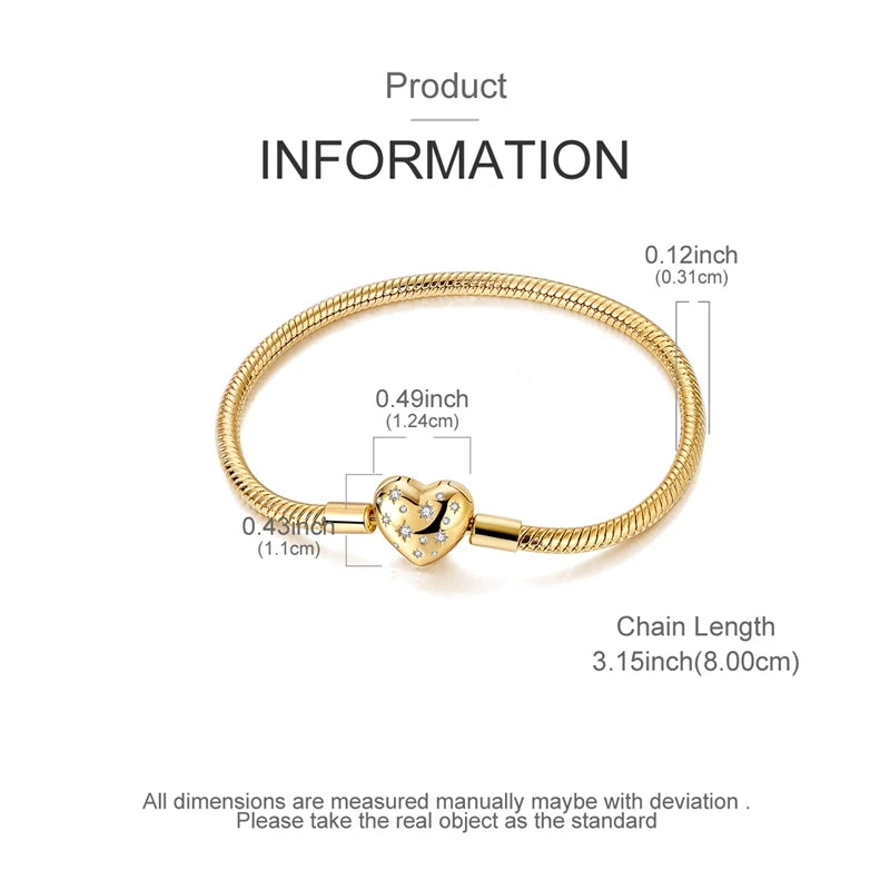 925 Sterling Silver Gold-Plated Heart Charm Bracelet
