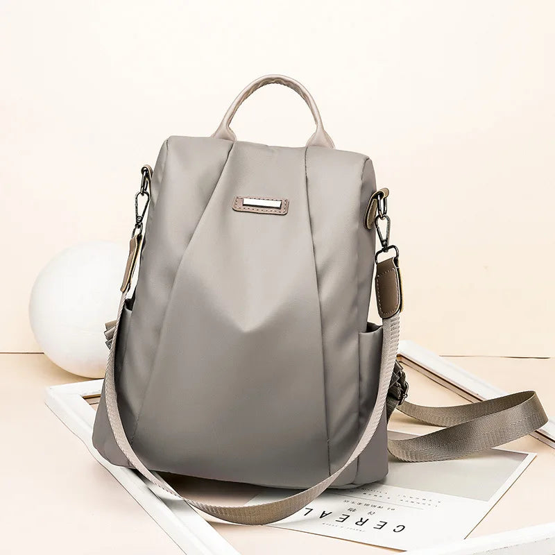 Anti-Theft Nylon Backpack with Convertible Shoulder Strap