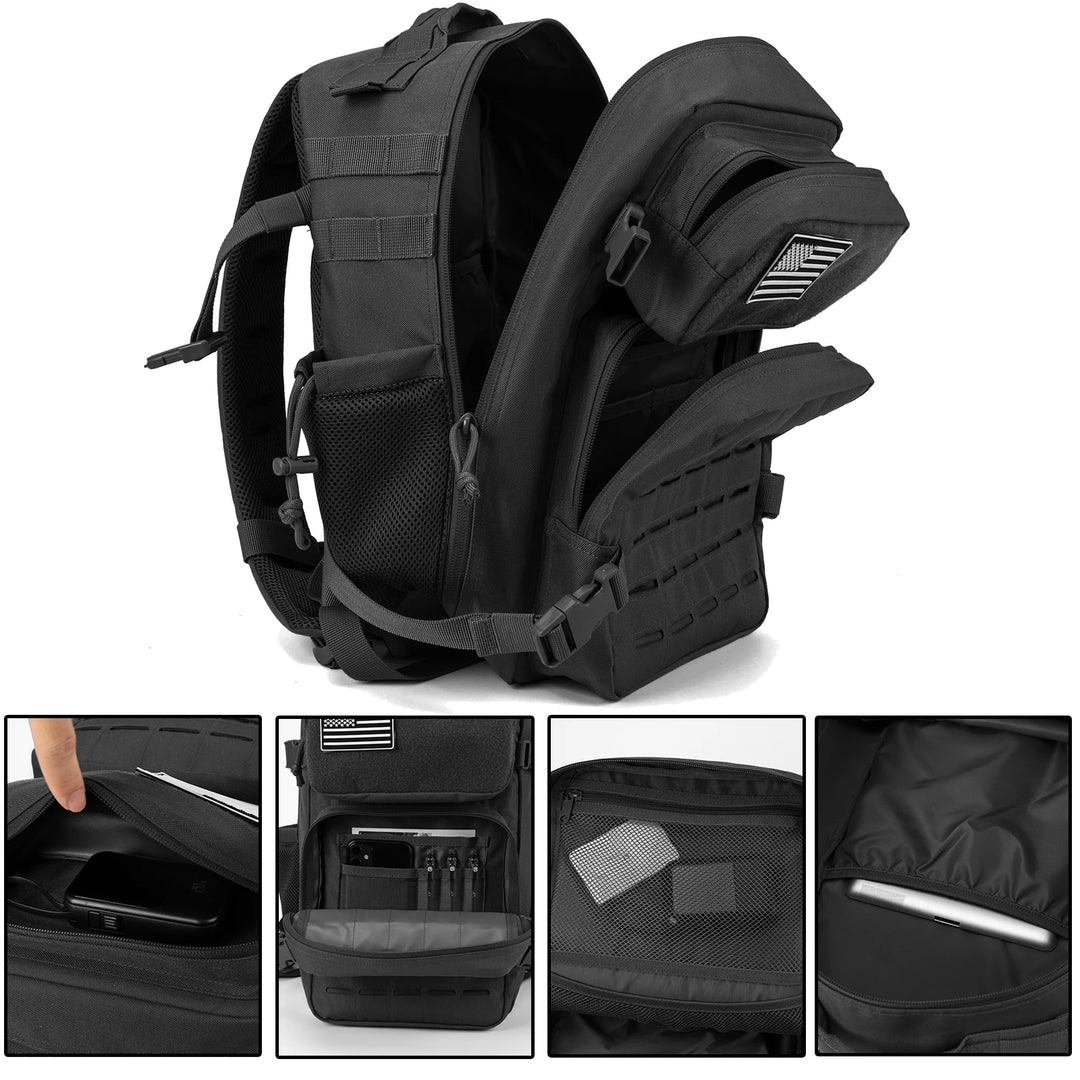 25L Tactical MOLLE Backpack with Dual Bottle Holders