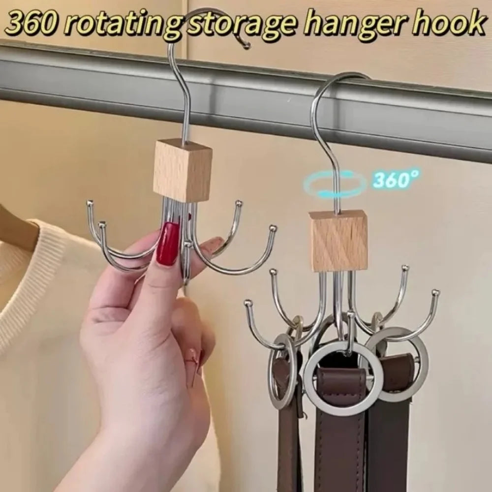 360° Rotating Foldable Multi-Hook Belt Hanger