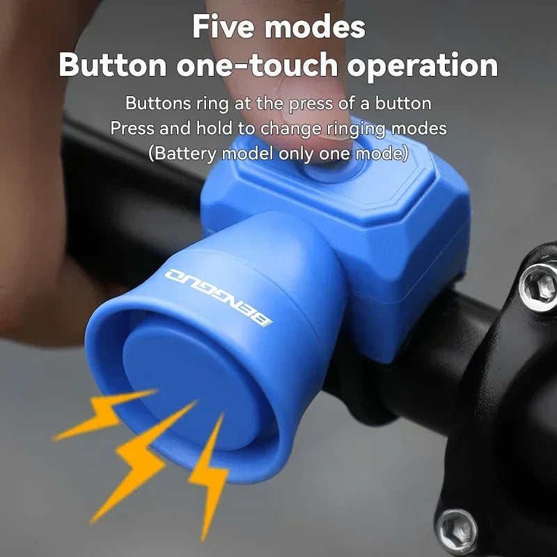 Rechargeable Electric Bike Horn 120dB Waterproof Handlebar Bell