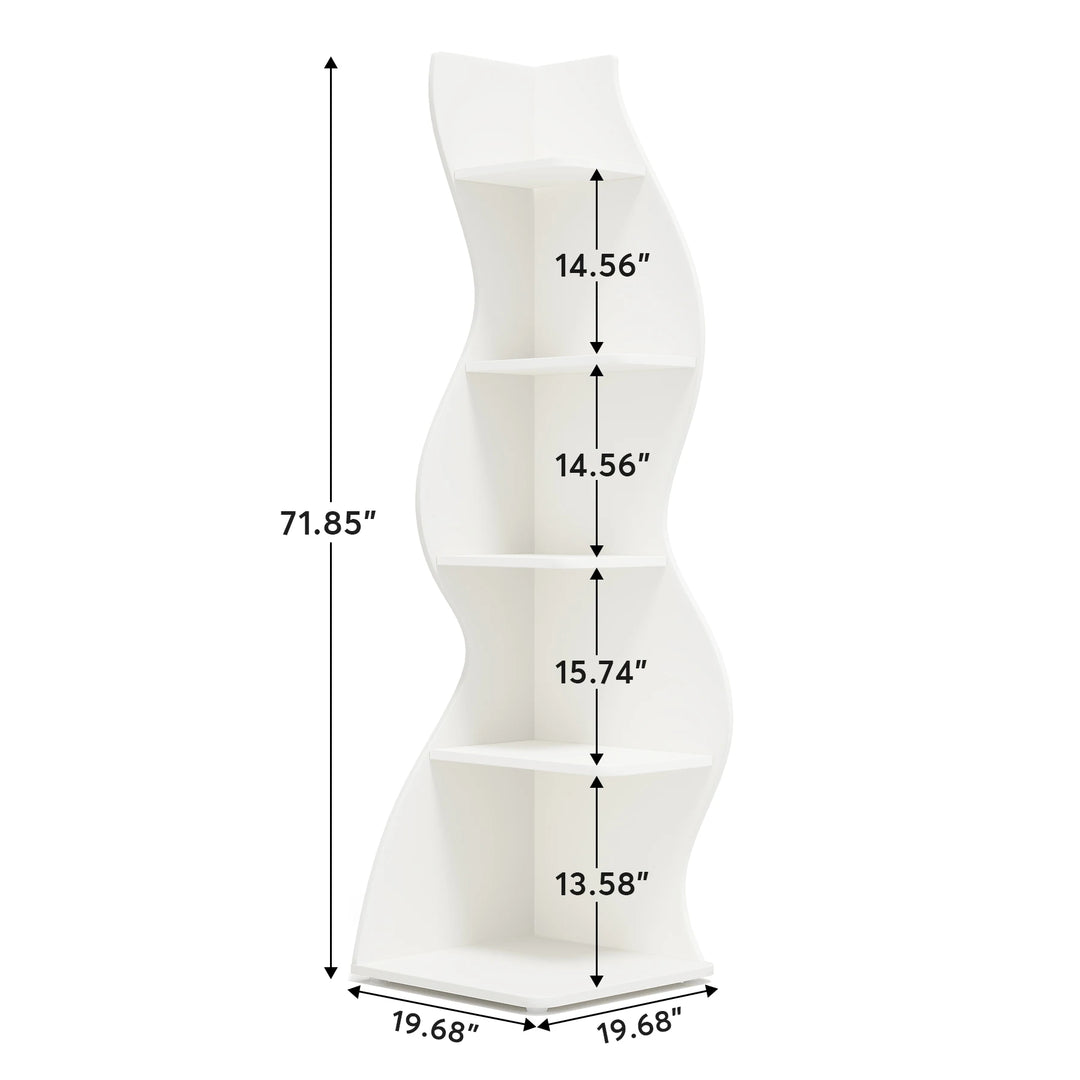 Modern 5-Tier Corner Bookshelf &amp; Display Shelf