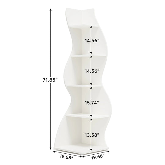 Modern 5-Tier Corner Bookshelf &amp; Display Shelf