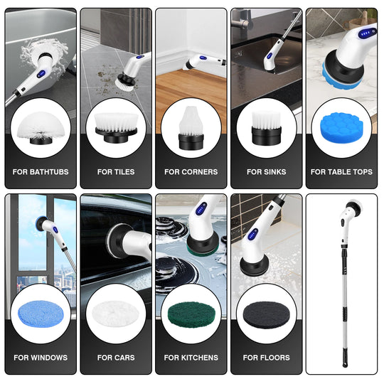 DayPlus Cordless Electric Spin Scrubber 10-in-1 Cleaning Brush