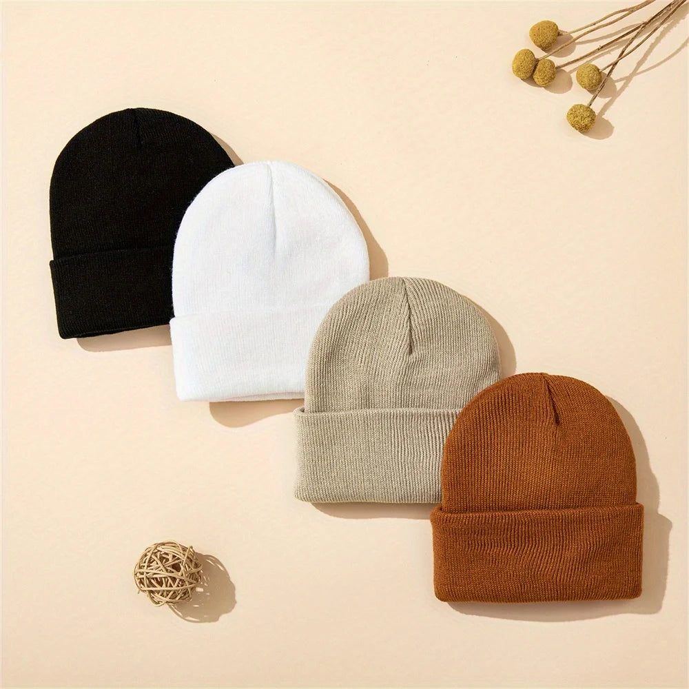 4-Piece Baby Knit Cuffed Beanie Set