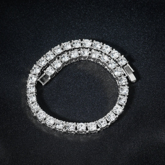 5MM Rhinestone Tennis Chain Necklace – Silver Link Chain