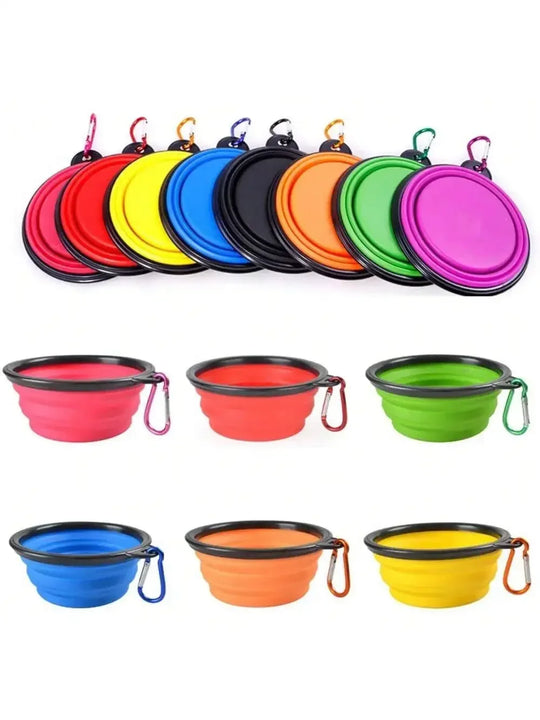 Collapsible Silicone Pet Travel Bowl with Carabiner