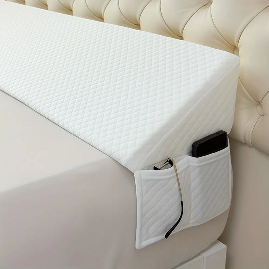 Memory Foam Bed Wedge Pillow Gap Filler with Side Pocket