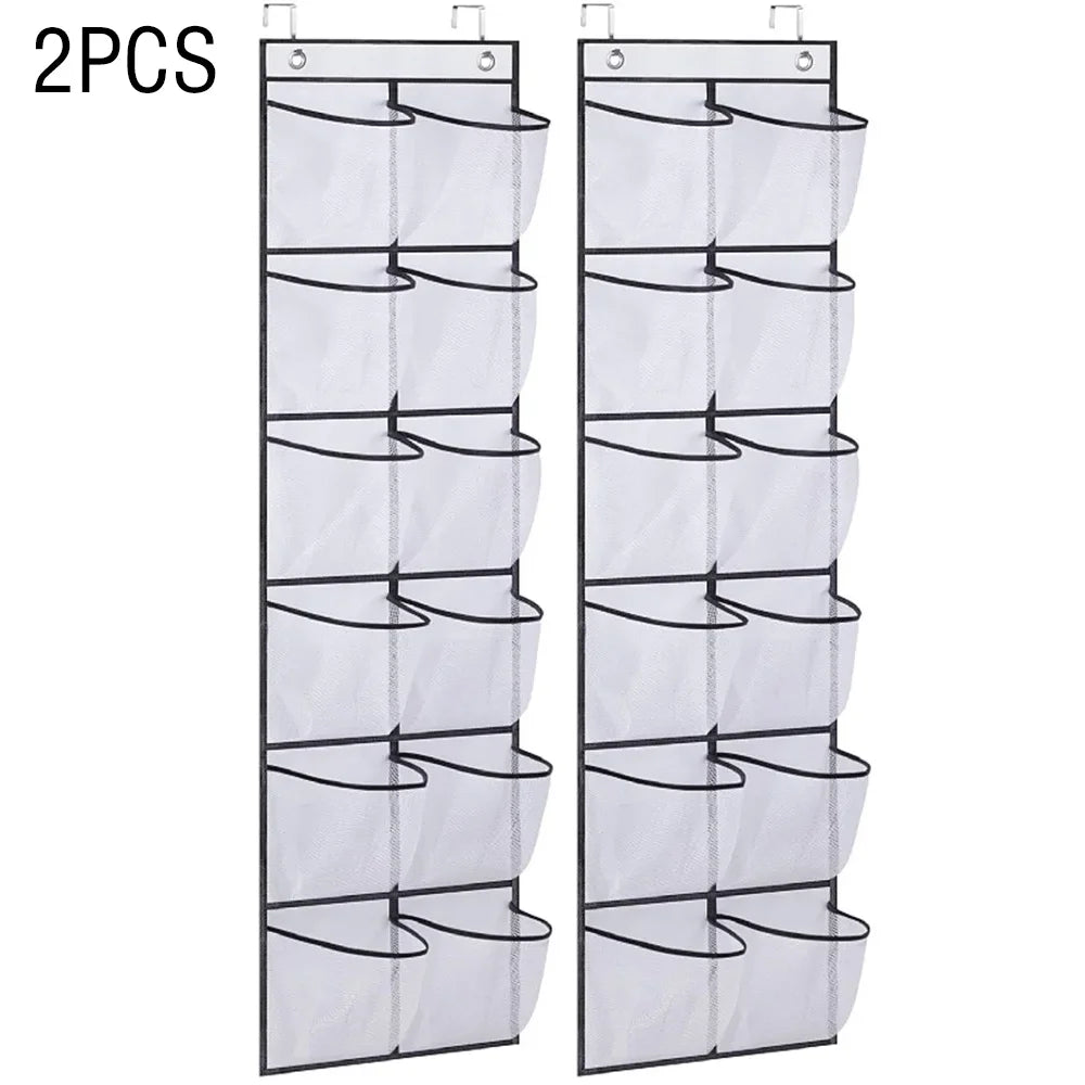 12 Pocket Over the Door Mesh Shoe Organizer with Hooks