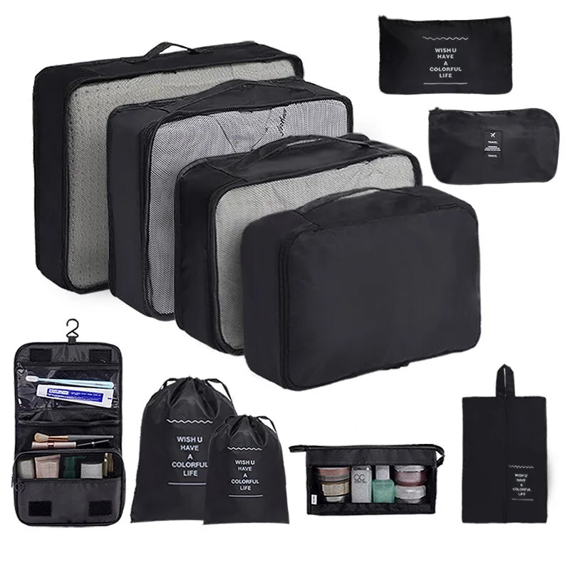 10-Piece Travel Packing Cubes Set with Shoe &amp; Toiletry Bags