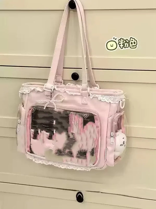 Anime Ita Tote Bag with Clear Display Pocket