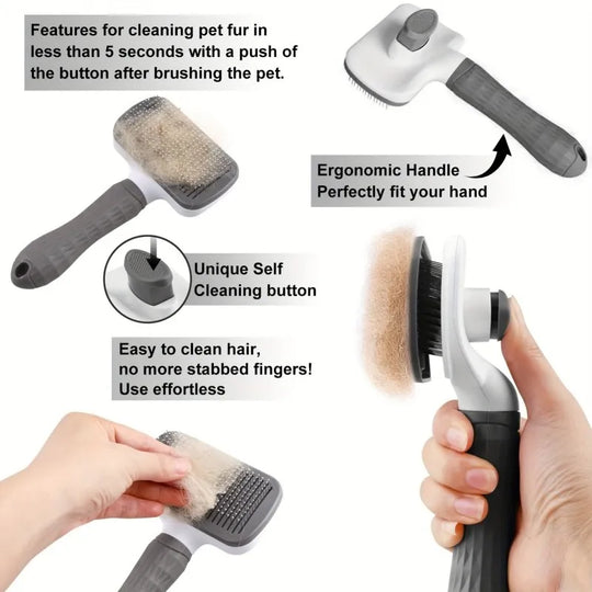 Self Cleaning Pet Slicker Brush for Dogs &amp; Cats