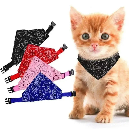 Adjustable Polyester Bandana Collar for Cats