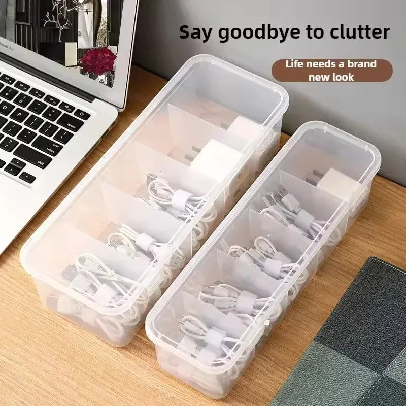 Transparent Cable Storage Organizer Box with Lid