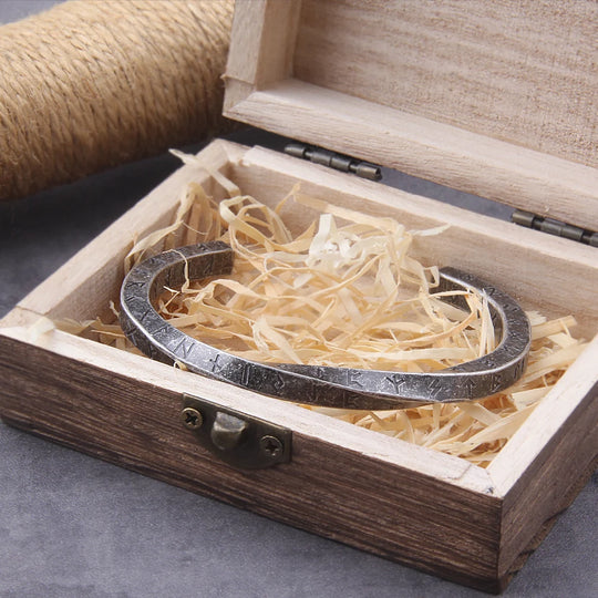 Vintage Viking Rune Stainless Steel Cuff Bracelet