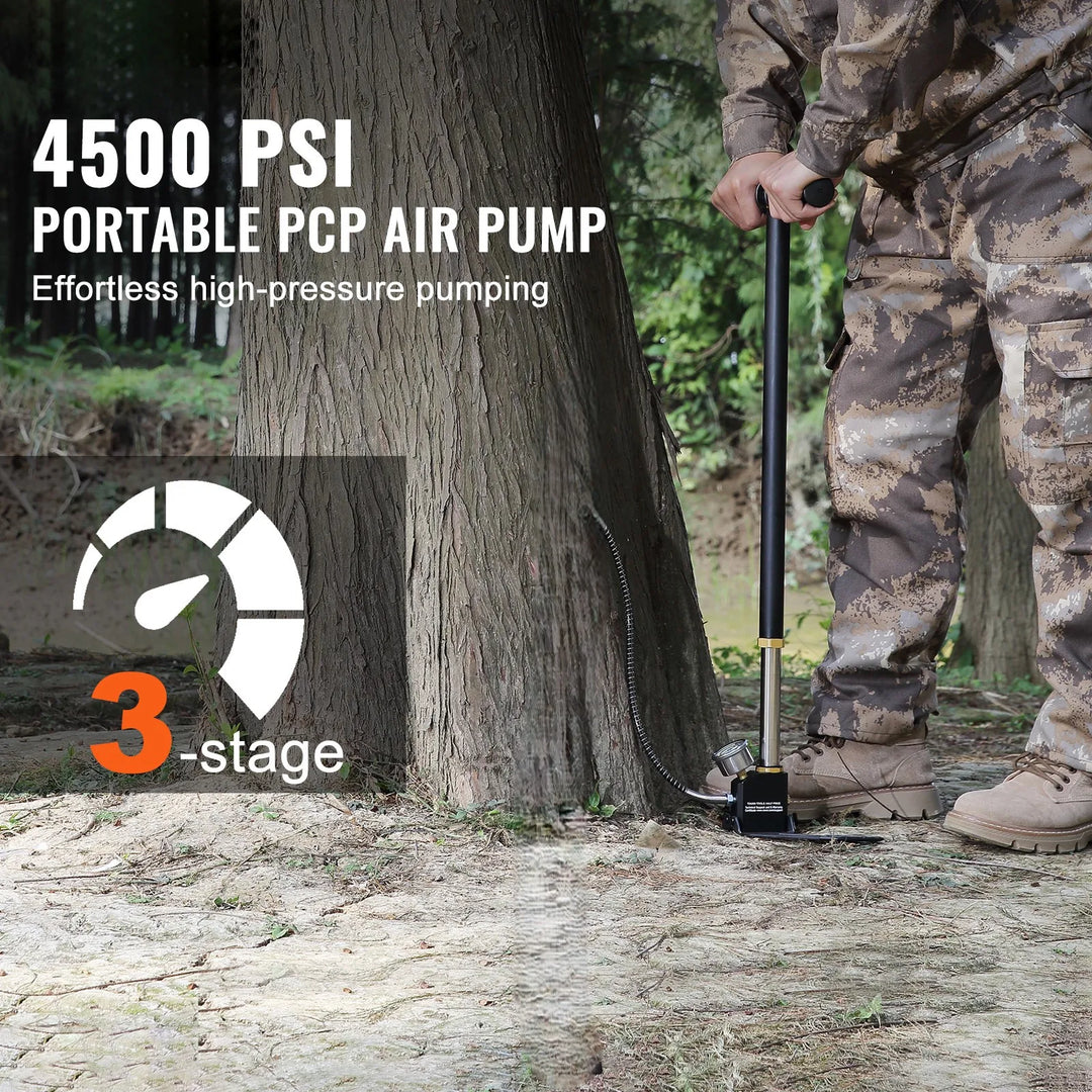 3-Stage PCP Hand Pump with Pressure Gauge