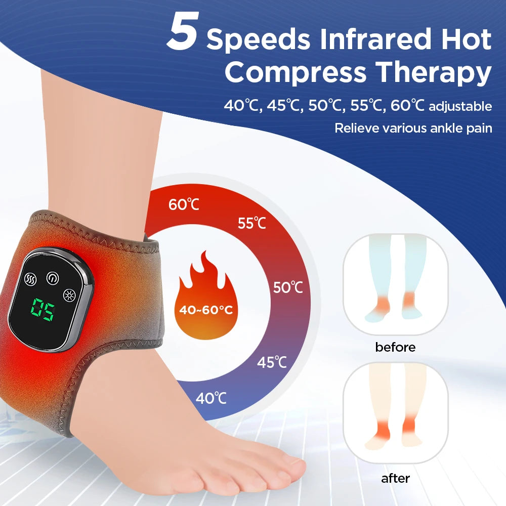 Electric Heated Ankle Massager Wrap with Heat &amp; Vibration