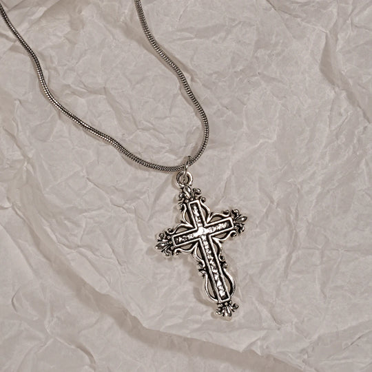Y2K Cross &amp; Heart Pendant Necklace Set for Women