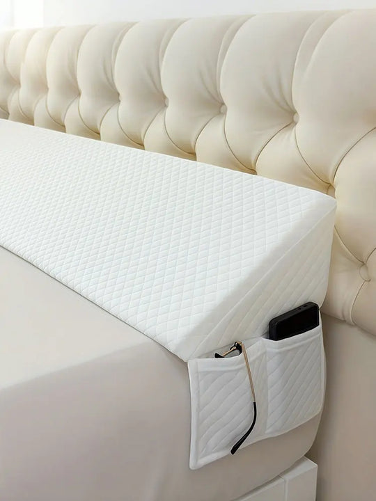 Memory Foam Bed Wedge Pillow Gap Filler with Side Pocket