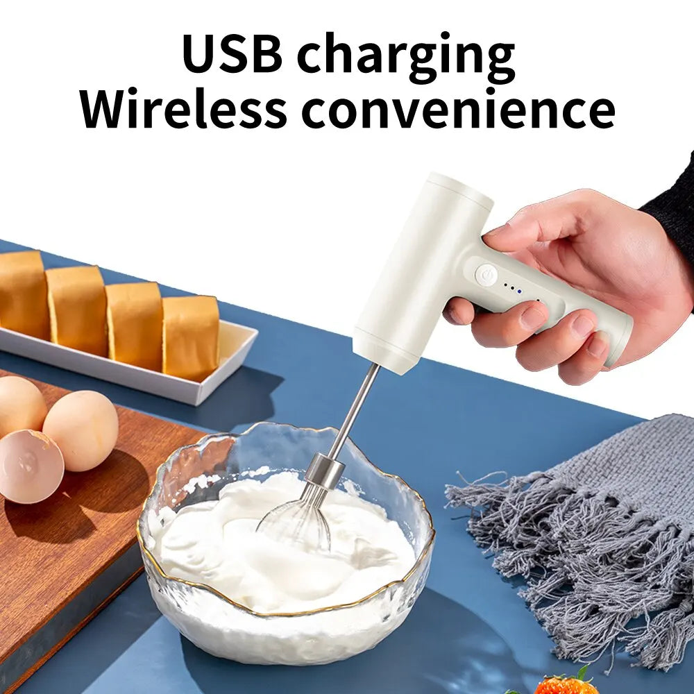 Rechargeable 3-Speed Electric Hand Mixer with 2 Whisks