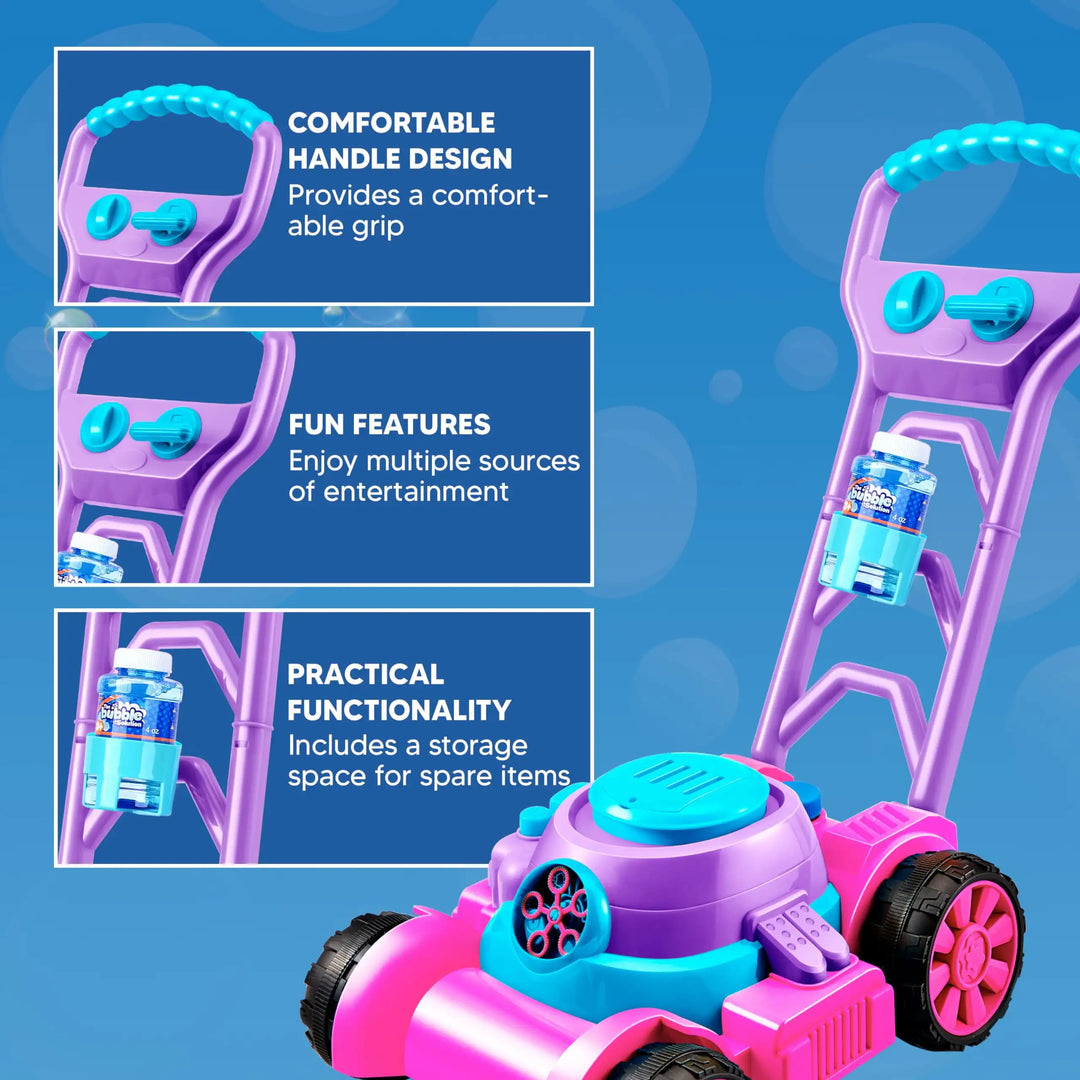 Pink Bubble Lawn Mower Toy for Kids