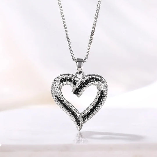 Heart Pendant Necklace for Mom with Rhinestones