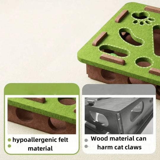 Interactive Cat Puzzle Toy with Maze Tunnel &amp; Bell Ball