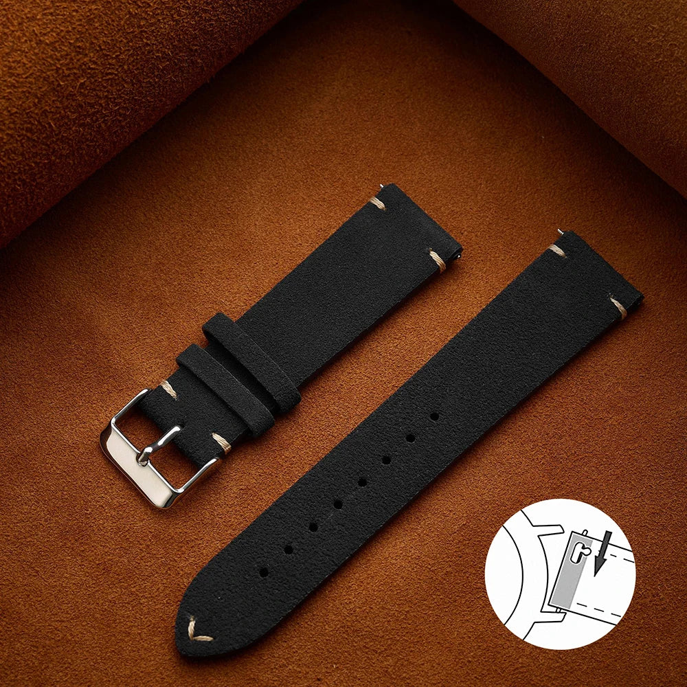 Quick Release Suede Leather Watch Band for Traditional Watches