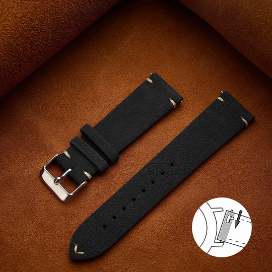 Quick Release Suede Leather Watch Band for Traditional Watches