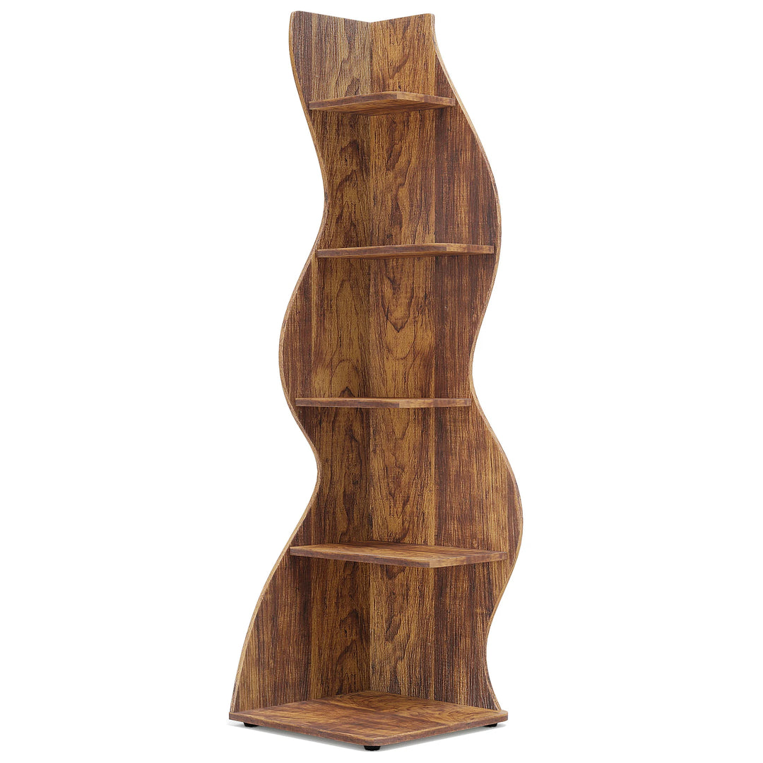 Modern 5-Tier Corner Bookshelf &amp; Display Shelf