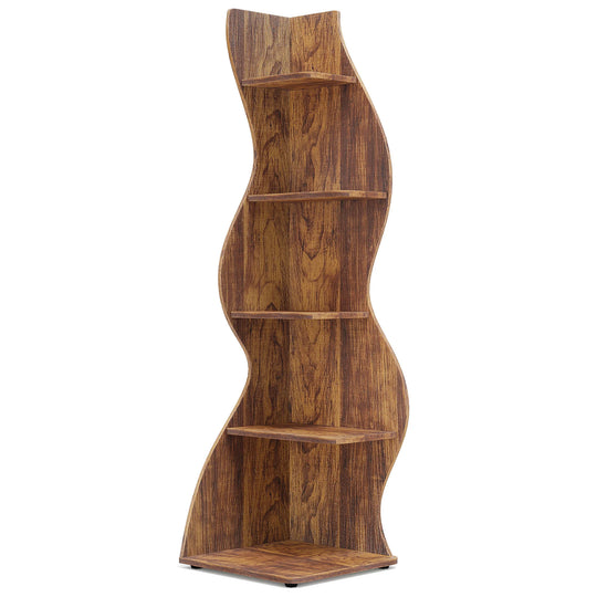Modern 5-Tier Corner Bookshelf &amp; Display Shelf