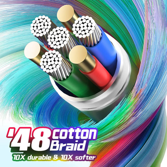 3-Pack 60W Braided USB-C to USB-C Cables