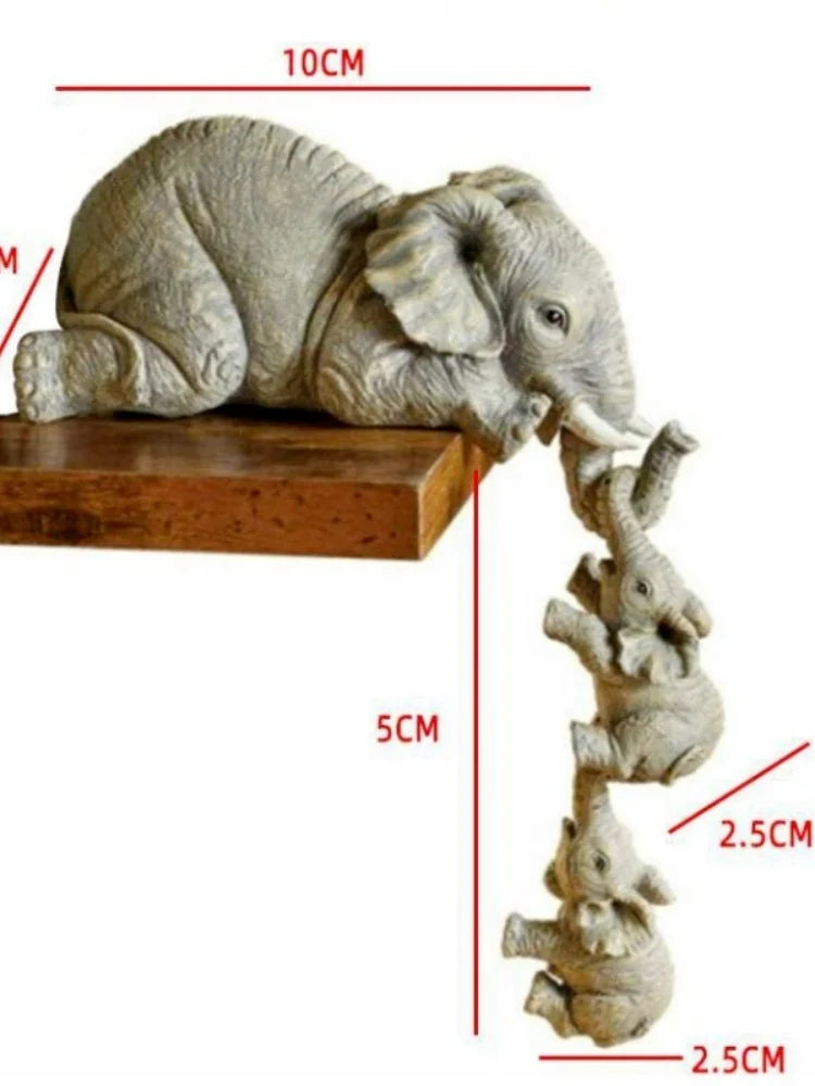 3-Piece Resin Elephant Family Shelf Figurine Set