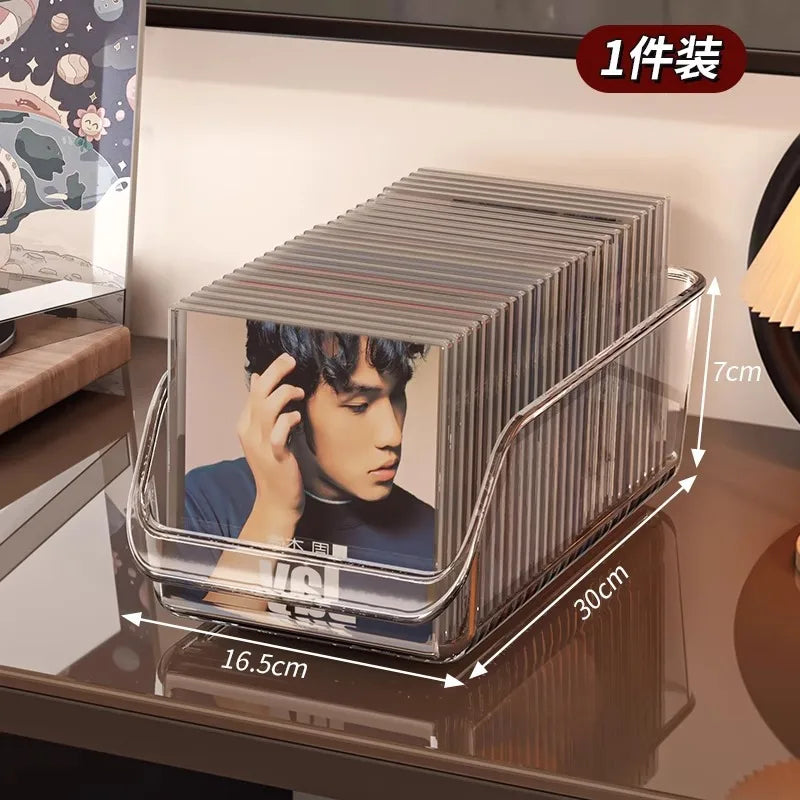 Clear Plastic CD Storage Box Organizer with Handles