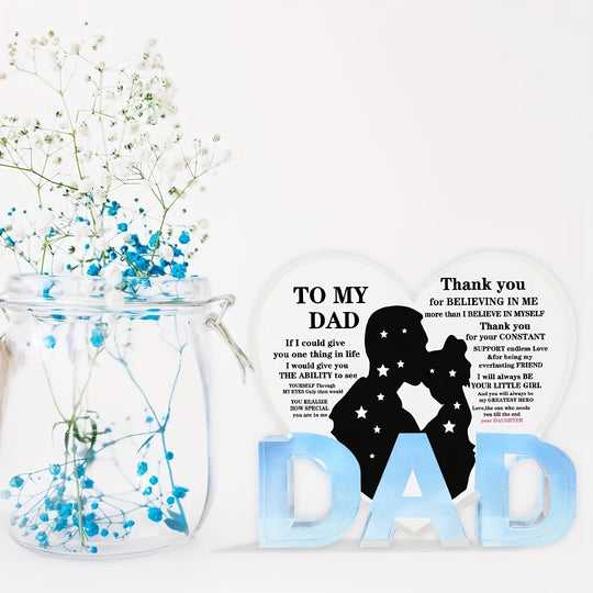 Dad Acrylic Heart Plaque Gift from Daughter